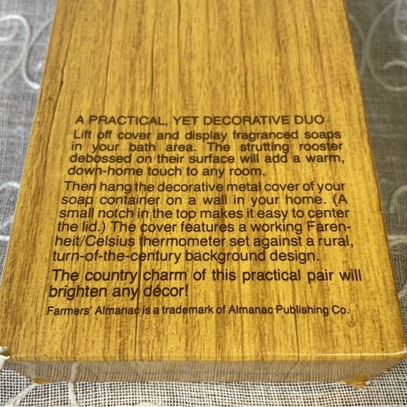 Vintage Avon Farmers Almanac Thermometer & Soap / Gold Tin Rooster. New in box - Picture 7 of 7